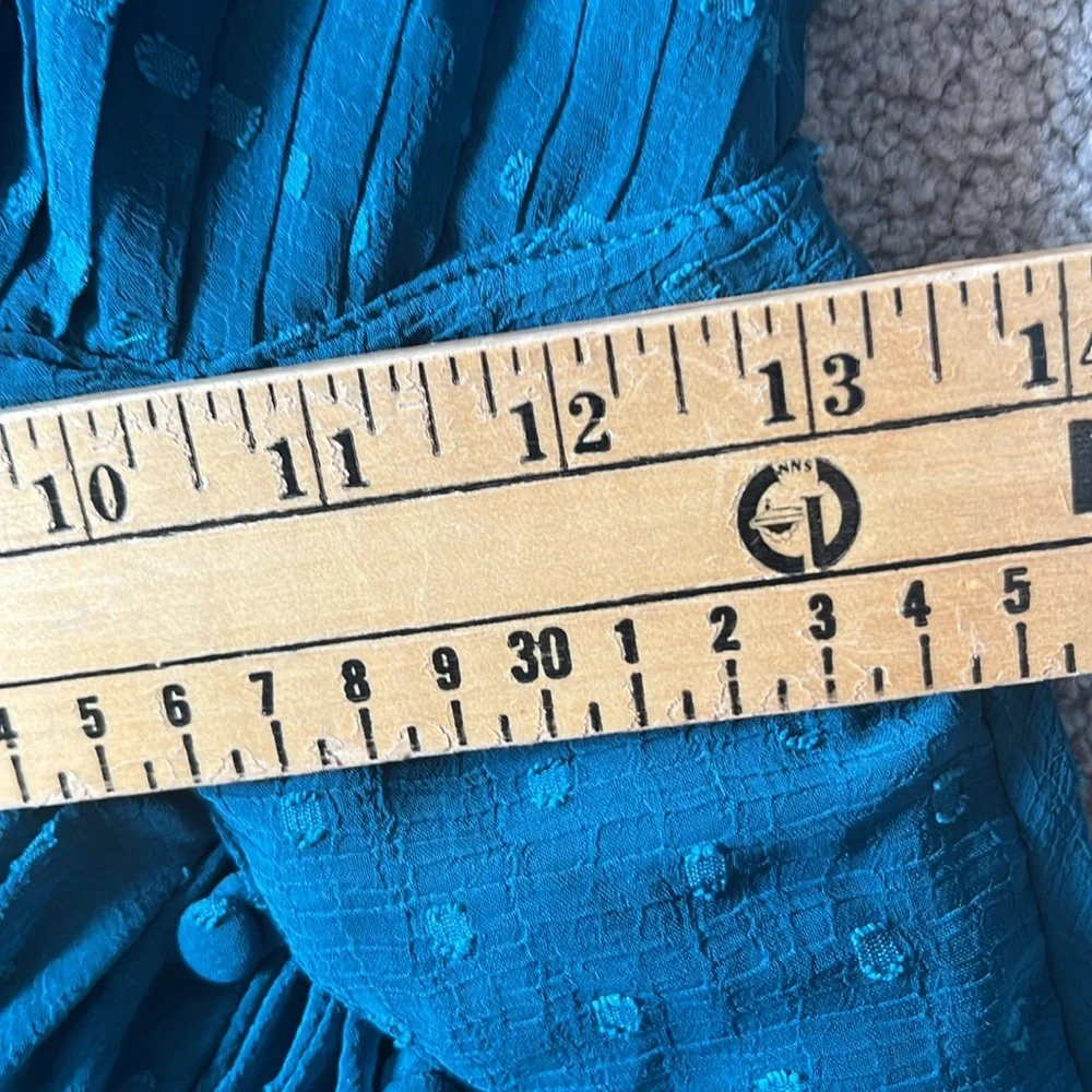 ASOS DESIGN Teal Pleated Textured Chiffon Maxi Dress Size 6 - Picture 15 of 15